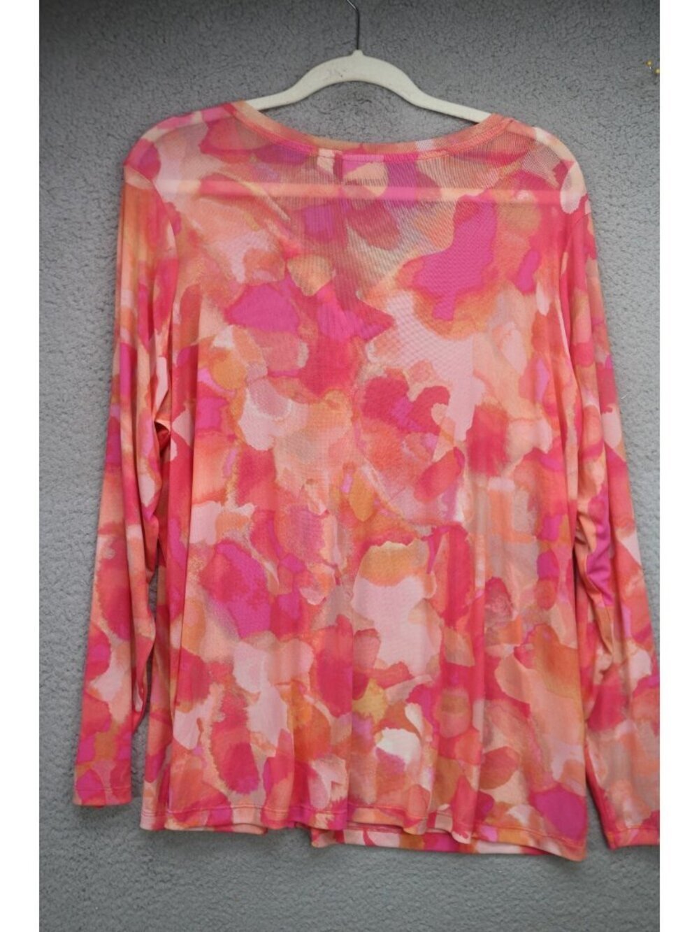 LOGO by Lori Goldstein Long Sleeve Mesh Sheer Button Up Top-Size 1X-Whimsigoth - Picture 9 of 11